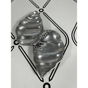 Vintage Aluminum Shrimp Shell Trinket Dish Candy Bowl Coastal Decor